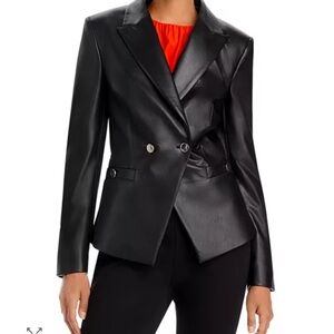 Boss Black Double-Breasted‎ Leather Blazer 18